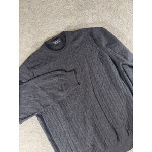 Toscano ITALY 100% Merino Wool‎ Mock Neck Sweater Mens M Gray ** Flawed **